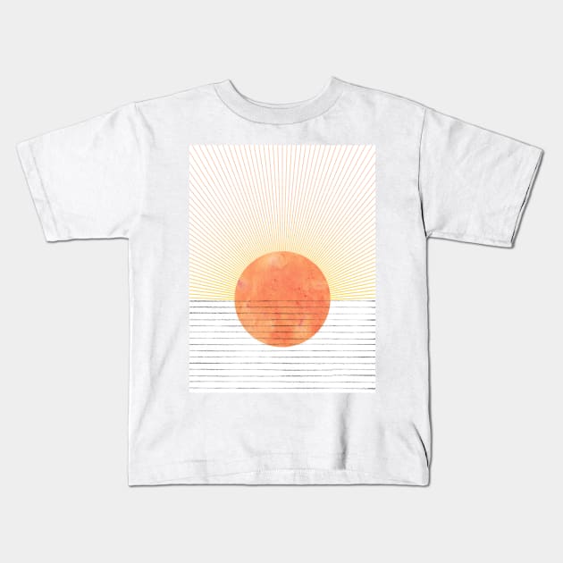 Abstract orange sun Kids T-Shirt by WhalesWay